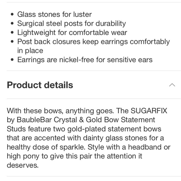 SUGARFIX BaubleBar Crystal Gold
Bow Statement Christmas Earrings Gold Red NWT - Picture 10 of 10